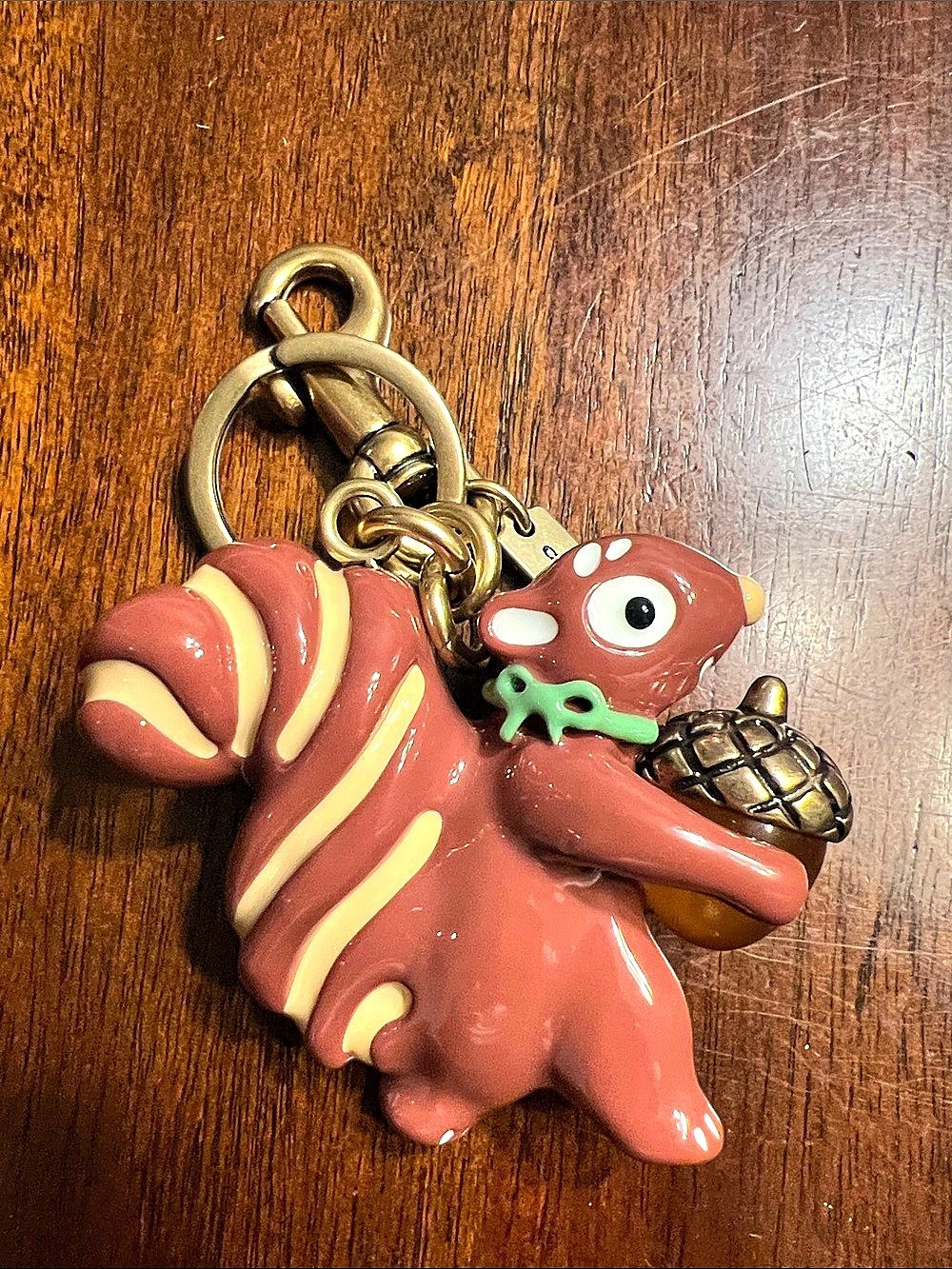 Coach Squirrel Bag Charm Novelty Animal Keychain Pink & Gold